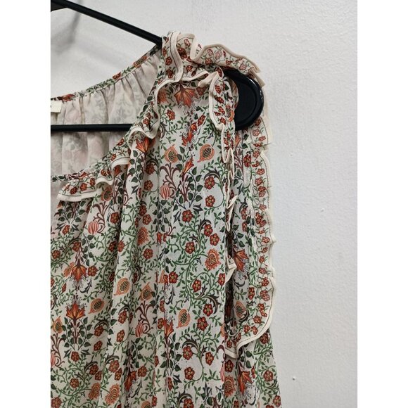 Max Studio Womens BOHO Cottagecore Top Small Floral Ruffle Cold Shoulder - Picture 3 of 11